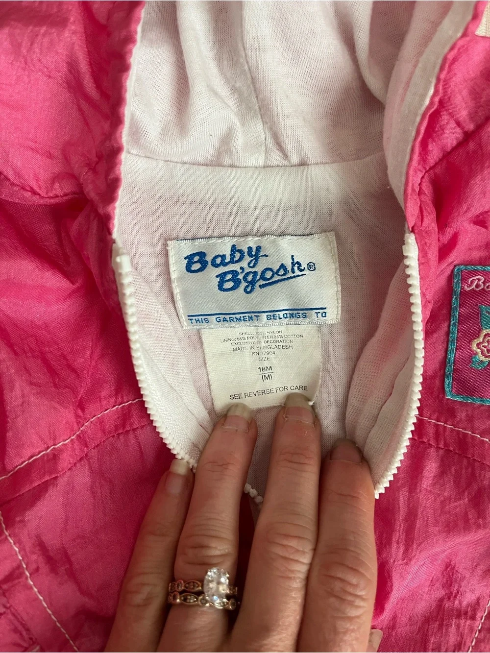 Vintage Baby BGosh Pink Hooded Windbreaker Jacket
